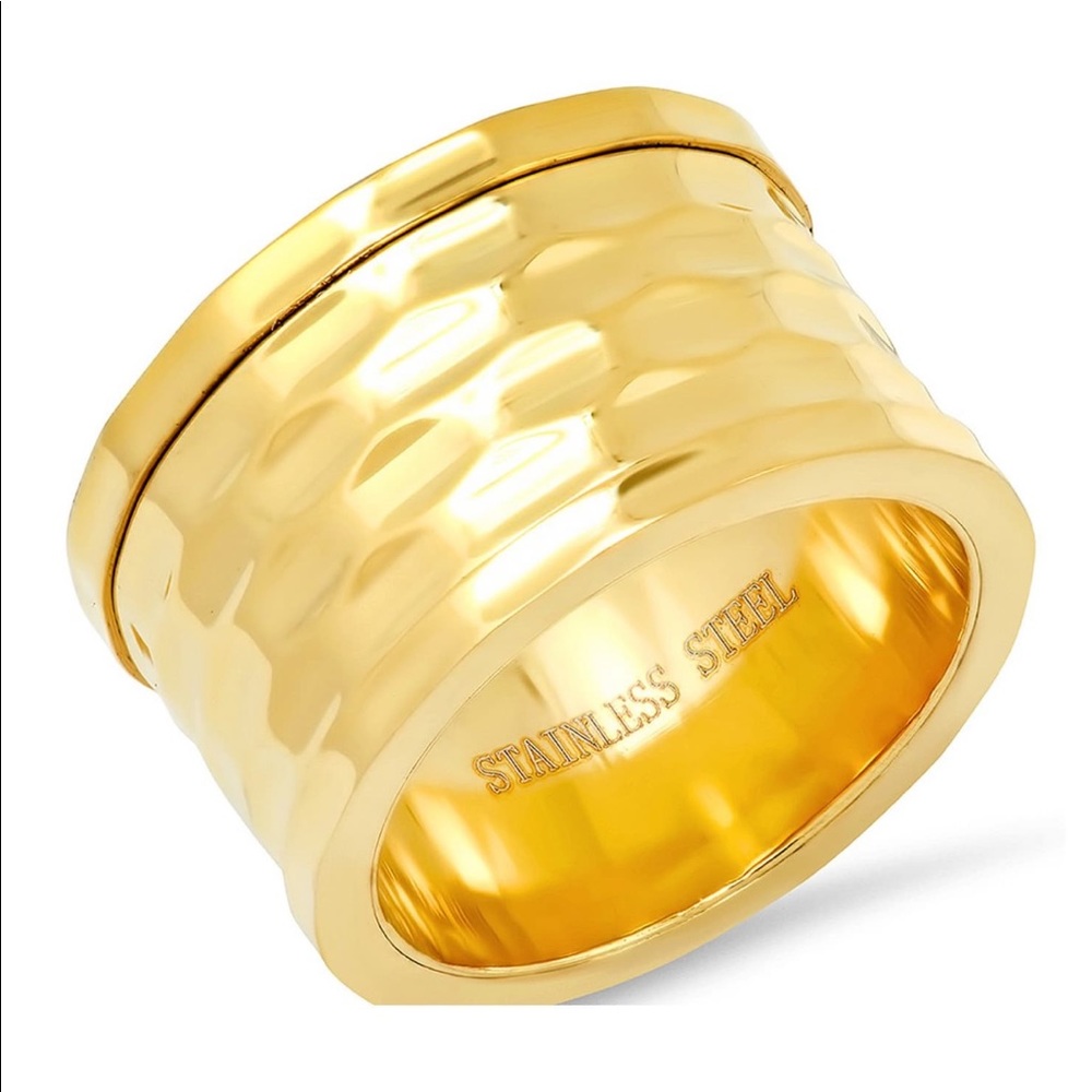 New Diamond cut 18 K over stainless steel  Ring